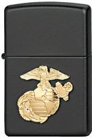 Black Military Crest Marines Zippo Lighter With USMC Emblem