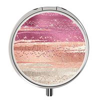 Travel Drug Box, Three Compartment Pill Case, Custom Round Stainless Drug Medicine Tablet Container for Purse Pocket - Glittery Pretty