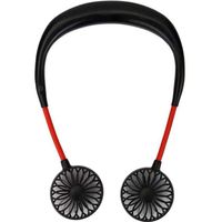 AutumnFall Portable USB Rechargeable Neckband Sport Lazy Neck Hanging Style Dual Cooling Fan (Black)