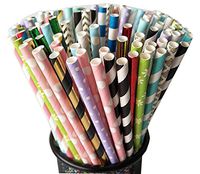 100 Pieces Flexible Juice Disposable Drinking Straws Party Paper Straws(Color Random)