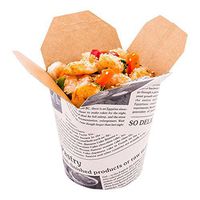 16 oz Round Newsprint Paper Noodle Take Out Container - 3 1/4" x 3" x 4" - 50 count box - Restaurantware