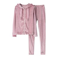 Wadonerful Loungewear Set Women Super Soft Velvet Long Sleeve Zip Sweatshirt Tops+Pants 2 Piece Tracksuit Home Clothes