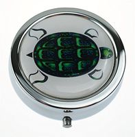 MaXing Turtle Custom Personalized Silver Round Pill Case Box Decorative Metal Medicine Container Case