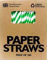 Paper Drinking Straws 250 Pack Biodegradable Assorted Colors Green