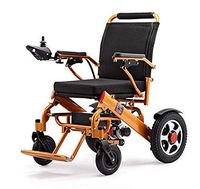 Electric Wheelchair Folding Lightweight 60 lbs w/Battery Supports 360 lbs Aircraft Grade Aluminum Alloy Frame Strength New Upgraded w/More Secure and Stable, FDA Approved (Seat Width 17.5", Gold)