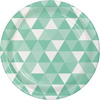 Creative Converting 324475 96 Count Dinner/Large Paper Plates, Fractal Fresh Mint