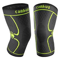 CAMBIVO 2 Pack Knee Brace, Knee Compression Sleeve Support for Men and Women, Running, Hiking, Arthritis, ACL, Meniscus Tear, Sports, Home Gym (Green,Large)