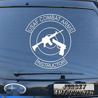 3S MOTORLINE USAF Combat Arms Instructor Decal Sticker US Air Force Car Vinyl Pick Size Color die Cut no Background (White, 5'' (12.7cm))