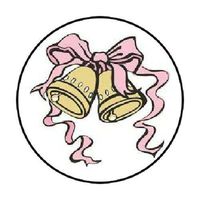 HotSaleStore Sticker Seals 48 Wedding Shower Bells Pink Sticker Label Envelope Seals 1.2" Round