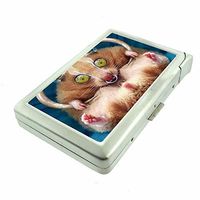Cigarette Case with Built in Lighter Funny Smoking Ape Crazy Hampster Animal S9 Smoking King Size Cigarettes Silver Metal Wallet 4" X 2.75" RFID Protection Hilarious