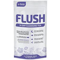 v tea 14 Day Detox Tea: Evening Flush Teatox. Gentle Colon Cleanse to Remove Toxins. Reduce Bloating and Constipation. 100% Organic 14 Pyramid Sachets