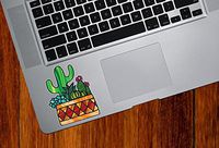 Potted Cactus Succulent Plants - D3 - Stained Glass Style - Vinyl MacBook Laptop Trackpad Tablet Decal - Copyright 2016 Yadda-Yadda Design Co. (Size Choices) (SM 3"w x 3.75"h) (Cactus D3)