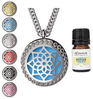 mEssentials Cubic Zirconia Flower Aromatherapy Essential Oil Diffuser Necklace Gift Set, Stainless Steel Locket Pendant with 24" Chain, oil, and pads in Gift Box