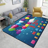 YucouHome 13th Birthday Striped Bath Mats for Floors, Joyful Surprise Event Teen Celebration Party with Balloons Ribbons Stars, Fashionable High Class Living Dinning Room(3'x 8') Multicolor