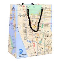 New York Gift Bag - Glossy Paper Subway Gift Bags 8" W x 10" H, Official MTA Logo and Map