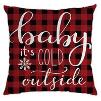Indexshop Christmas Pillow Covers Decorative, Red Black Winter Festival Throw Pillow Cases Cushion Covers, Farmhouse Home Decor Xmas Pillowcase Faux Linen Cushion Case Sofa (B)