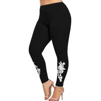 Women Plus Size Leggings,Todaies Women Lace Applique Elastic Leggings Trousers Yoga Sport Pants (2XL, Black)