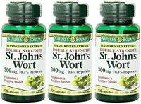 Nature's Bounty St. John's Wort, Double Strength, 300mg, 300 Capsules (3 X 100 Count Bottles)