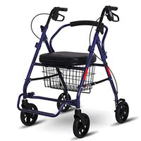 Rolling Walkers Shopping Trolley Can Sit On The Elderly to Buy A Food Truck Folding Trolley Car Outdoor Four-Legged Cane Walking Aid Can Bear 150 Kg (Color : Blue, Size : 526787-94cm)