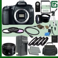 Canon EOS 60D Digital SLR Camera and Canon 50mm f/1.8 Lens + 64GB Green's Camera Package 2