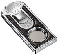 Visol VCUT503 "Razor" Carbon Fiber Stainless Steel Cigar Cutter, Polished Finish, Chrome