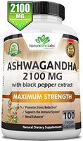 Organic Ashwagandha 2,100 mg - 100 Vegan Capsules Pure Organic Ashwagandha Powder and Root Extract - Natural Anxiety Relief, Mood Enhancer, Immune & Thyroid Support, Anti Anxiety