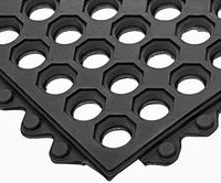 Electriduct Interlocking Rubber Ring Safety Mat - 3x3 FT Anti-Slip 1/2" Rubber Anti-Fatigue Drainage System