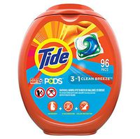 Tide PODS Laundry Detergent Liquid Pacs, Clean Breeze Scent, HE Compatible, 96 Count (Packaging May Vary)