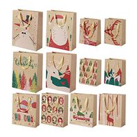 Tinksky Christmas Gift Bag Kraft Wrapping Bags Paper Bag Shopping Bag Retail Bag Christmas Favor Supplies [Pack of 24, 3 Sizes]