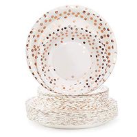 100 Count Disposable Paper Plates, Eusoar Rose Gold Dots Paper Plates Sets 50Pcs x 7" + 50Pcs x 9" , Lunch Dinner Dessert Plates, Birthday, Baby Shower, Wedding, Party Plates Dinnerware Bulk Sets
