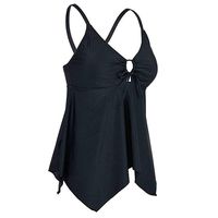 YunZyun Women Flowy Swimsuit Swimwear Bikini Crossback Plus Size Tankini Top, Women's Plus Swimwear, Women Swimsuit (Black, XXL)