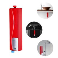 Electric Tankless Water Heater, 3KW 220V Household Tank-Less Instant Hot Water Heater Constant Temperature Fast 3 Seconds Shower Hot Water System,Red