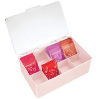 mDesign Stackable Plastic Tea Bag Holder Storage Bin Box for Kitchen Cabinets, Countertops, Pantry - Organizer Holds Beverage Bags, Cups, Pods, Packets, Condiment Accessories - Light Pink/Clear