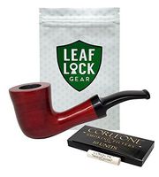 Corleone Tobacco Pipe, Filters, Velvet Lined Storage Pouch and Polishing Cloth with Leaf Lock Storage Pouch