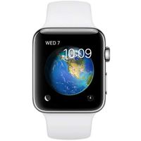 Apple Watch Series 2, 42mm Stainless Steel Case with White Sport Band (Renewed)