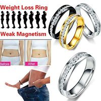 QiQiFanFan Crystal Ring Healthcare Weight Loss Ring Slimming Healthy Stimulating Acupoints Gallstone Ring Magnetic Therapy Gold 8