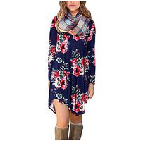 Jocund Stylish Women Dress Chiffon O-Neck Floral Printing Zipper Long Sleeve Elegant Dress