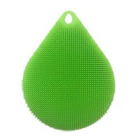 PENATE Antibacterial Non-slip Silicone Dish Cloth Water Drop Soft Elastic Washing Scrubber Brush Kitchen Cleaning Tool Accessorie (Green)