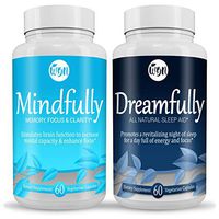MINDFULLY Nootropic Brain Booster & DREAMFULLY Natural Sleep Aid- Supports Cognitive Function & Calm, Restful Sleep - 60 Vegetarian Capsules Per Bottle