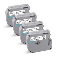 P PUTY Compatible Label Tape Replacement for Brother P Touch MK231 M-K231 M-231,Work with Brother PTouch PT-M95, PT-90, PT-70, PT-65, PT-70SR, 1/2 Inch x 26.2 Feet(12mm x 8m), Black on White, 4-Pack