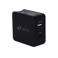 SiloTEK USB Type C Wall Charger Dual Ports 42W USB C PD Travel Charger Foldable AC Plug Fast Charge Compatible with iPhone iPad MacBook Samsung Huawei Camera Laptop (Black)
