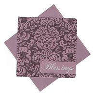 Faith Inspired Set of 6 Blank Notecards ~ Blessings (Silver Foil; 5" x 5"; Purple Envelopes)