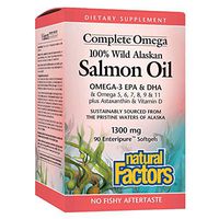 Complete Omega by Natural Factors, Wild Alaskan Salmon Oil, Supports Heart and Brain Health with Omega-3 DHA and EPA, 90 softgels (90 Servings)