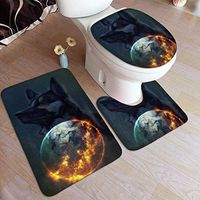 Apocalyptic Earth Art Microfiber Bathroom Contour Rugs Combo,Set of 3 Soft Shaggy Non Slip Bath Shower Mat Rectangle-Shaped U-Shaped and O-Shaped Toilet Floor Rug