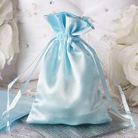 Efavormart 12PCS Baby Blue Satin Gift Bag Drawstring Pouch Wedding Favors Bridal Shower Candy Jewelry Bags - 4"x 6"