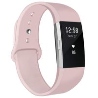 NAHAI Bands Compatible with Fitbit Charge 2, Soft Silicone Replacement Bands Adjustable Sport Wristbands Strap Accessories for Fitbit Charge 2, Women Men, Large, Pink Sand