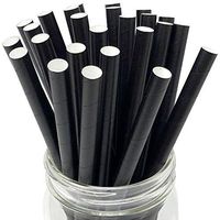 Just Artifacts 25pc Premium Biodegradable Boba and Milkshake Paper Straws (Color: Solid Black)