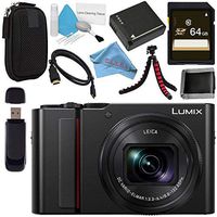 Panasonic Lumix DC-ZS200 DC-ZS200K Digital Camera (Black) + DMW-BLG10 Lithium Ion Battery + 64GB SDXC Card + Small Carrying Case + Deluxe Cleaning Kit + Flexible Tripod + Micro HDMI Cable Bundle