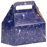 JAM PAPER Gable Gift Box with Handle - Small - 3 1/4 x 6 x 3 - Purple Shooting Stars Design - Sold Individually