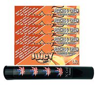 Herb Airtight Tube Pocket Protector with Juicy Jay's Peaches & Cream 1.25 Flavored Hemp Rolling Papers 5 Count DC Crafts Nation- Flag Leaf